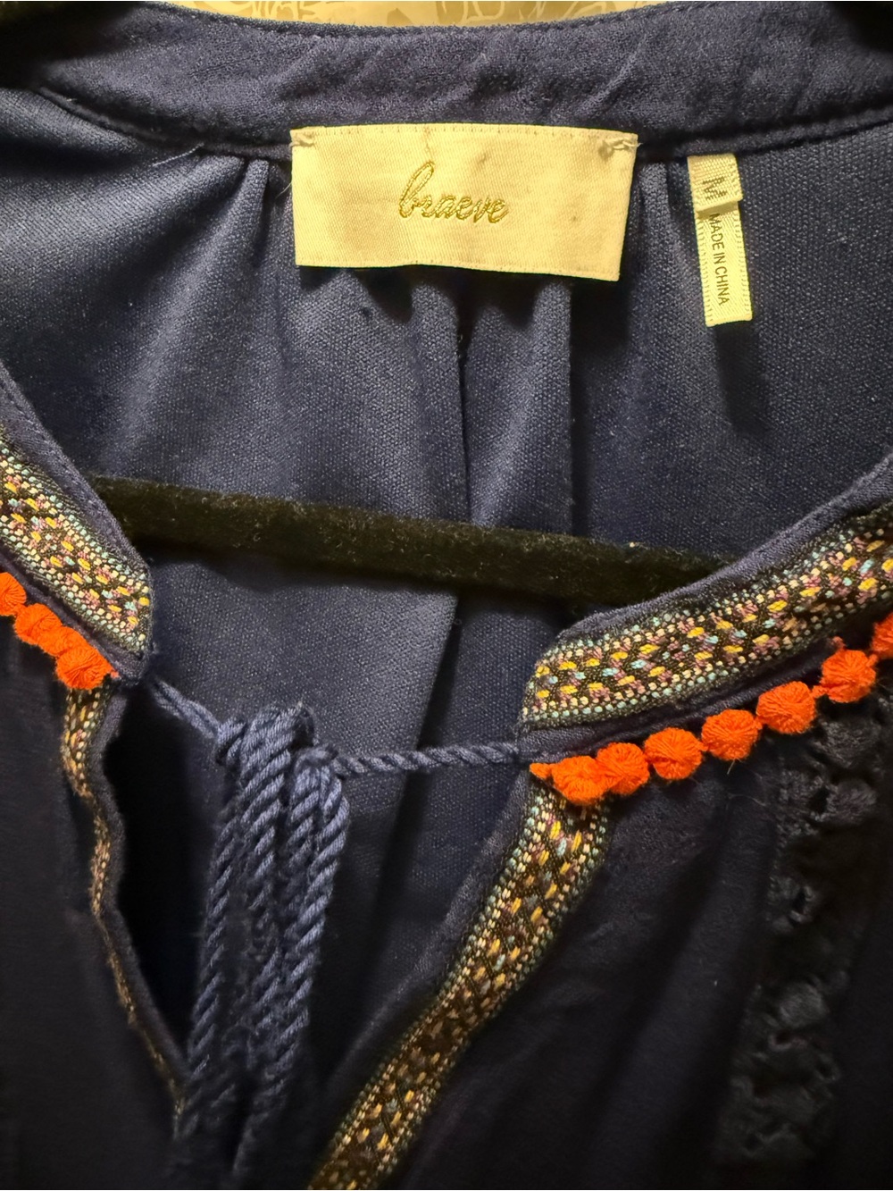 Braeve Navy Boho Tassel Sleeveless Dress Size M - Picture 3 of 3